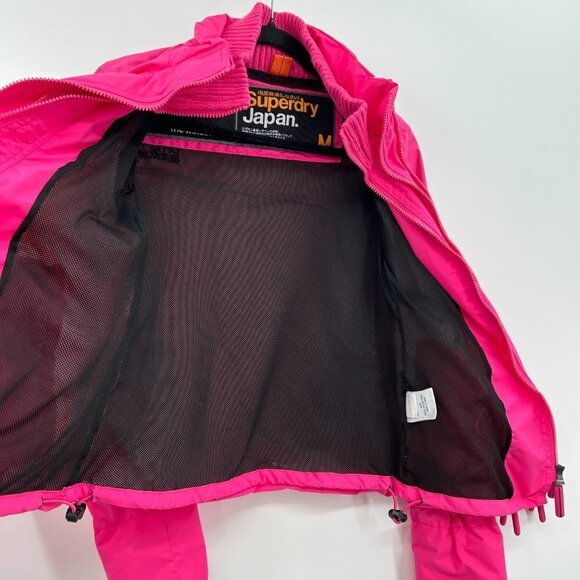 SUPERDRY Japan Hot Pink Black The Windcheater Mesh Lined Outdoor Jacket Medium - Picture 7 of 11